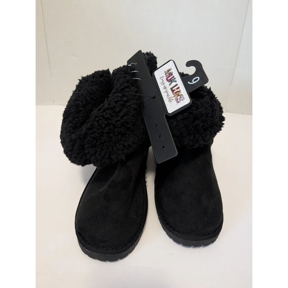 Muk Luks Womens Black Cozy Knit Boots - Size 9. New With Tags